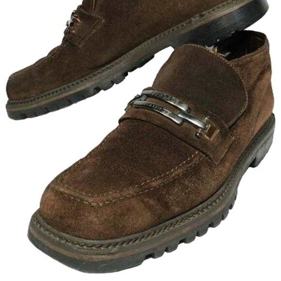 Versace Italy Classic V2 Dress Shoes Brown Suede Bit Loafers Ankle Boots Men's 9 - Picture 2 of 13